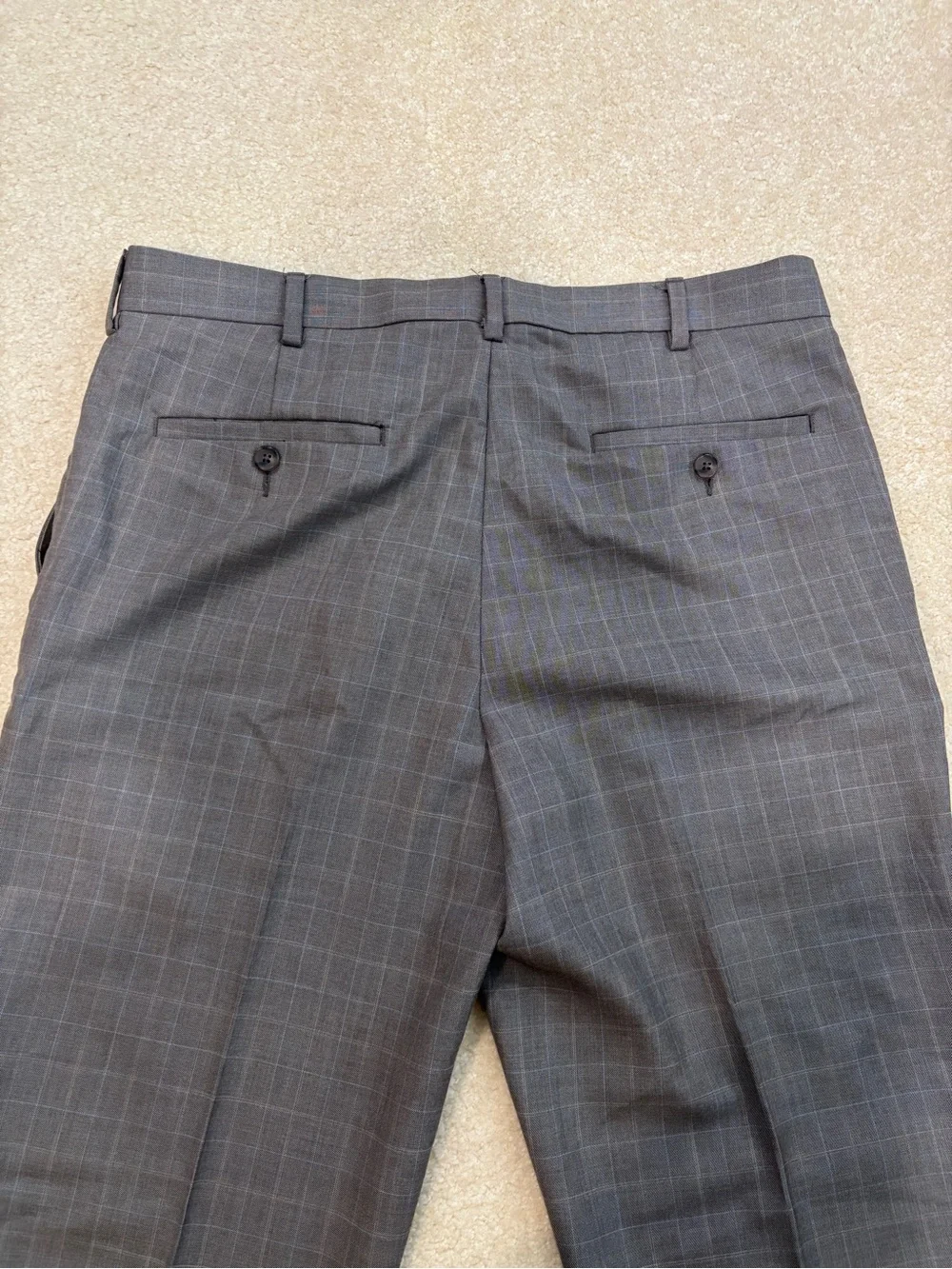 Perry Ellis Plaid Gray Brown Dress Pants Size 34